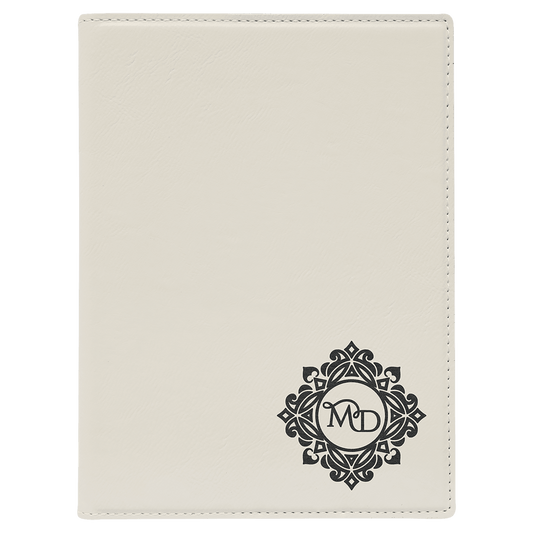 White Small Leatherette Portfolio with Notepad