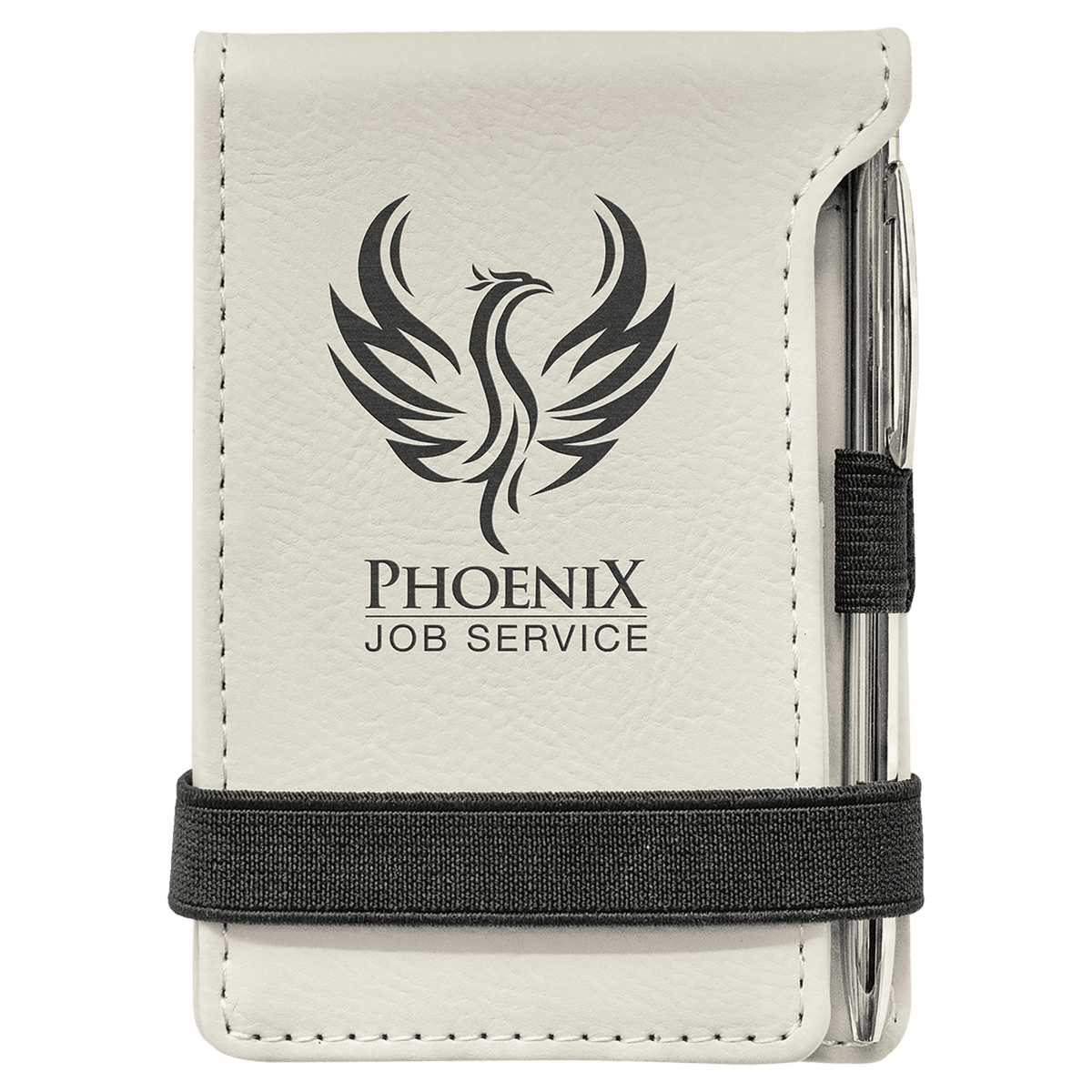 White Leatherette Mini Notepad & Pen Set