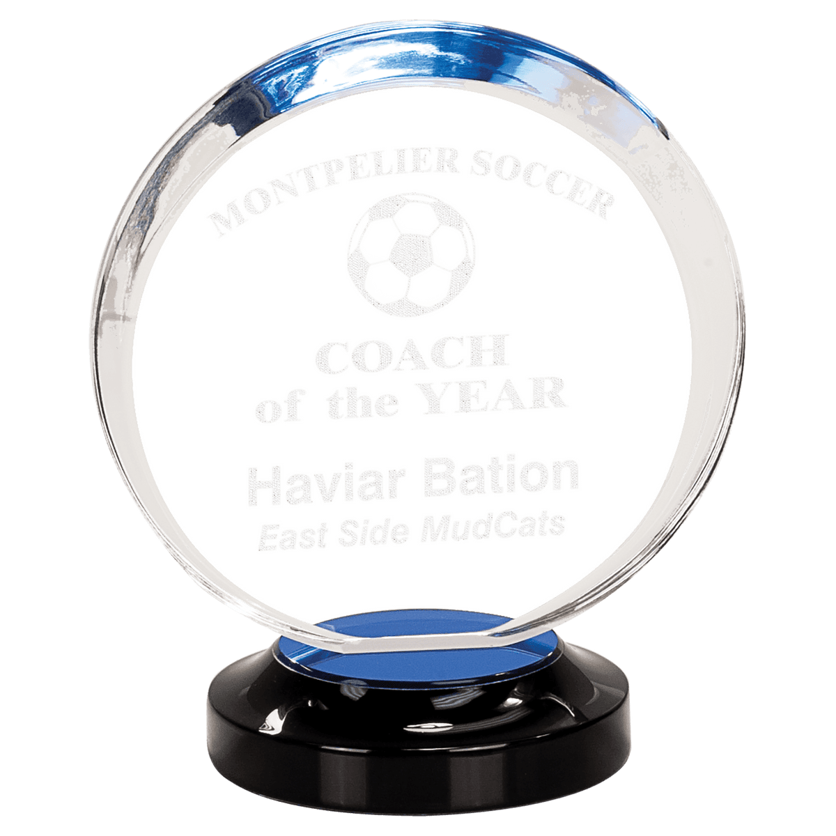 7" Blue Round Halo Acrylic with Base