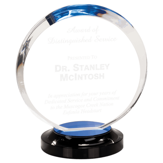 8" Blue Round Halo Acrylic with Base