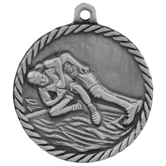Wrestling High Relief Medal-Silver