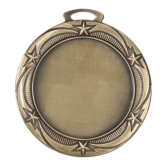 Star 2" Insert Holder Medal-Antique Gold (Insert Not Included)