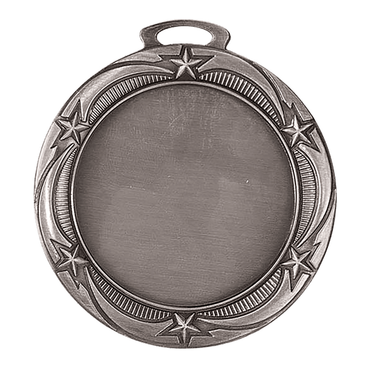Star 2" Insert Holder Medal-Antique Silver (Insert Not Included)