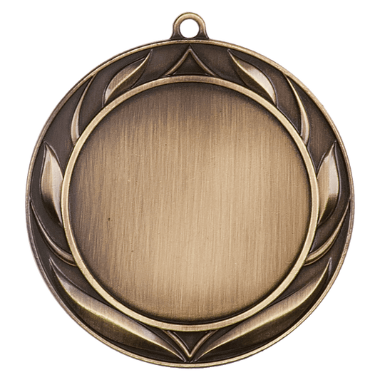 Wreath 2" Insert Holder Medal-Antique Gold  (Insert Not Included)