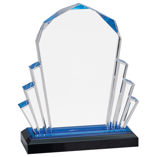 8" Blue Faceted Impress Acrylic with Base