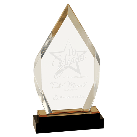 9" Gold Fusion Diamond Impress Acrylic with Black Crystal Base