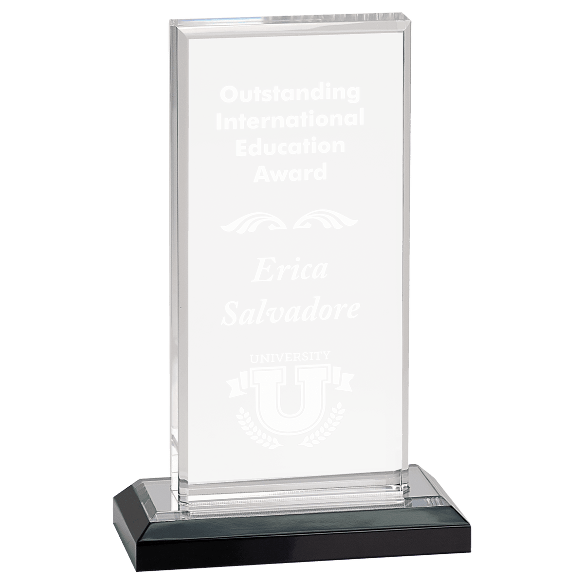 8" Silver Beveled Impress Acrylic with Base