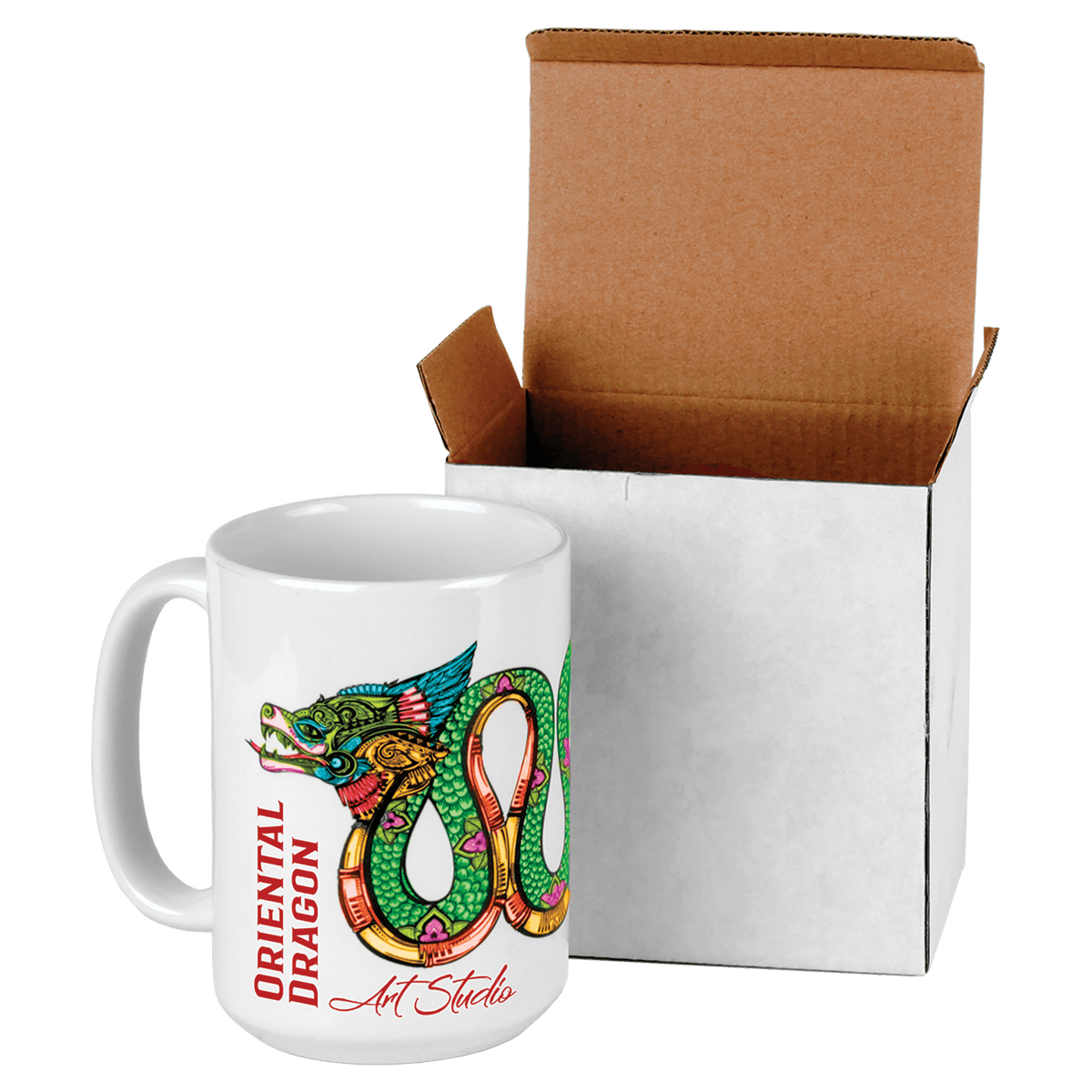 White Ceramic 15 oz. Mug with White Box