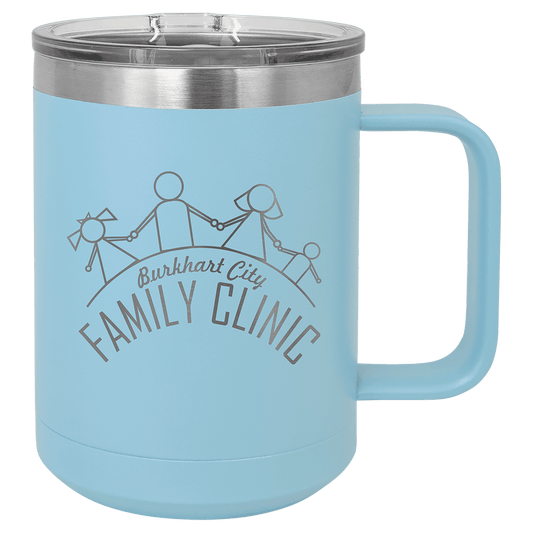 Light Blue 15 oz. Polar Camel Coffee Mug with Slider Lid
