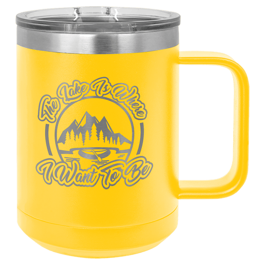 Yellow 15 oz. Polar Camel Coffee Mug with Slider Lid