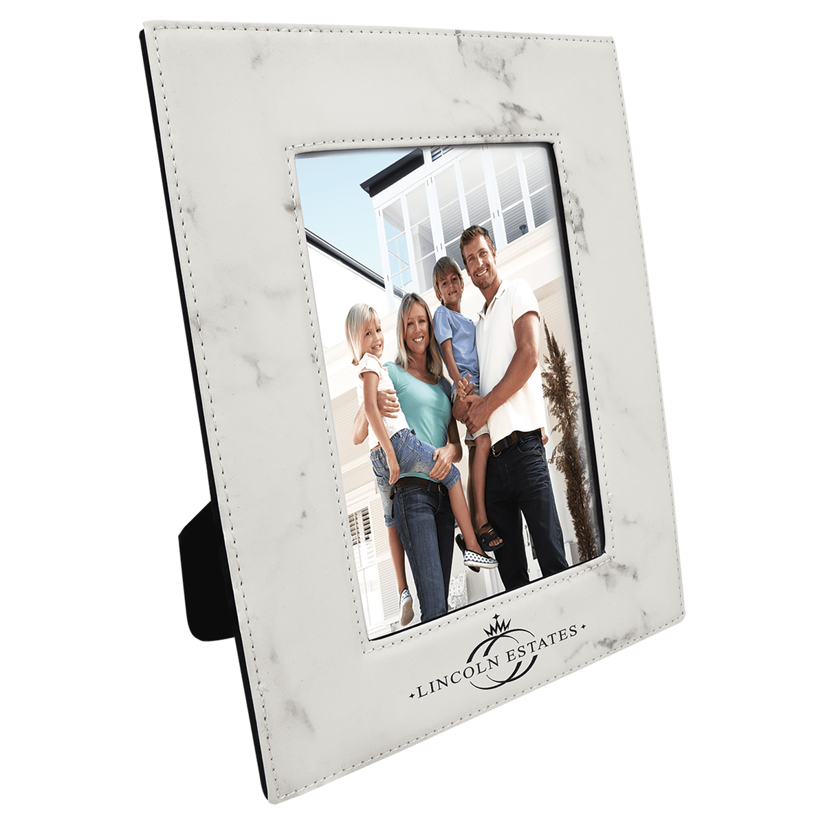 White Marble 5" x 7" Leatherette Photo Frame