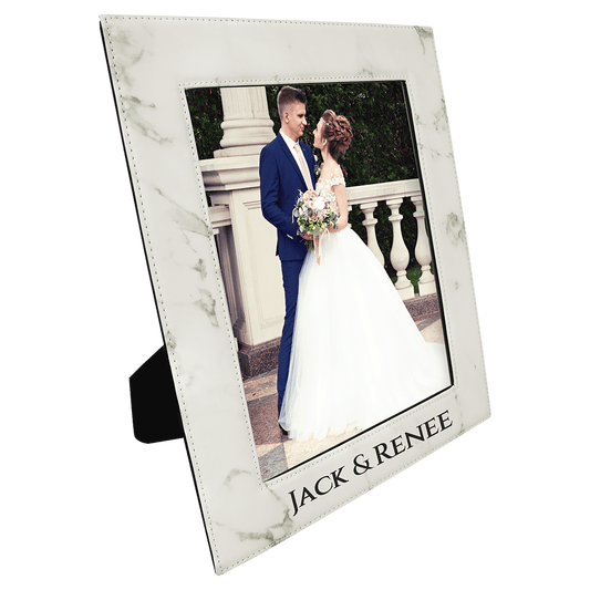 White Marble 8" x 10" Leatherette Photo Frame