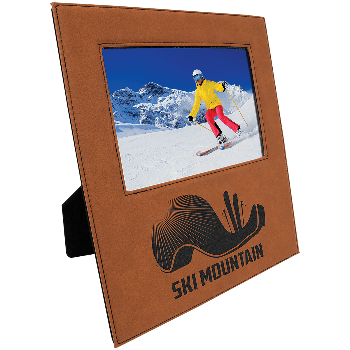 Rawhide Leatherette Photo Frame with Large Engraving Area