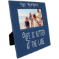 Blue/Silver 4" x 6" Leatherette Photo Frame with Engraving Area
