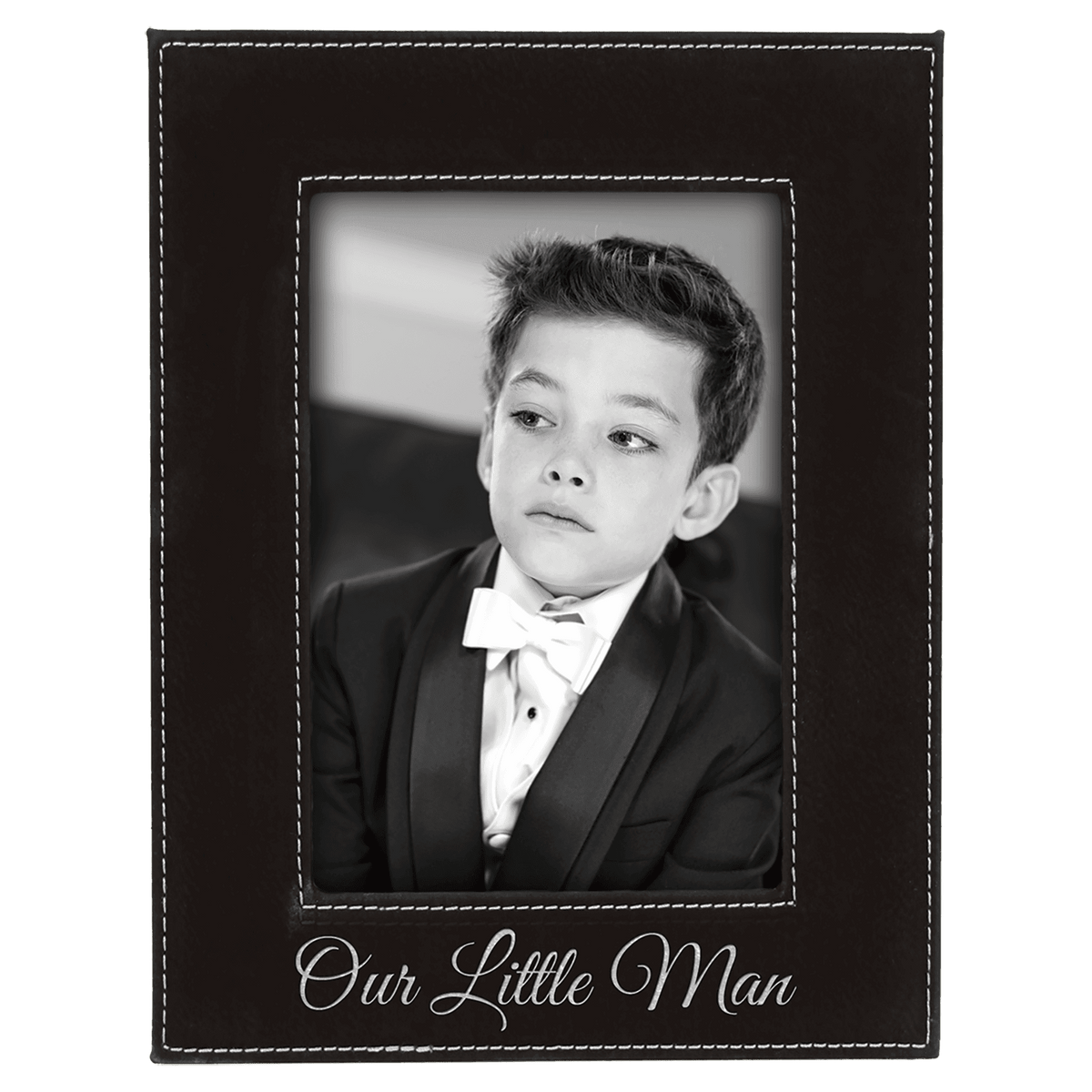 Black/Silver 4" x 6" Leatherette Photo Frame