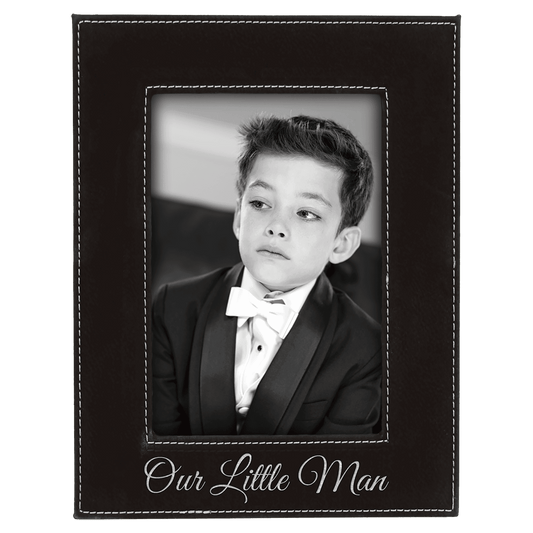 Black/Silver 4" x 6" Leatherette Photo Frame