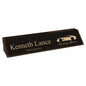 Black/Gold 10 1/2" Leatherette Desk Wedge with Business Card Holder
