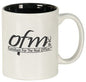 11 oz. White/Black Round Ceramic Mug