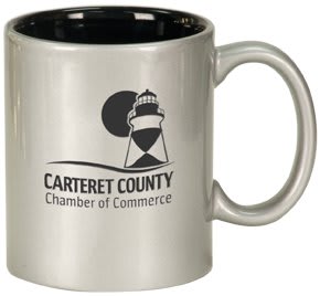 Silver/Black 11 oz. Round Ceramic Mug