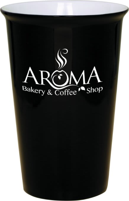 Black 14 oz. Ceramic Latte Mug