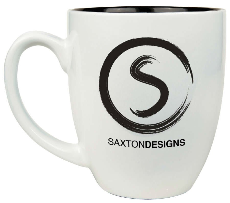 White/Black 16 oz. Ceramic Bistro Mug
