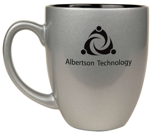 Silver/Black 16 oz. Ceramic Bistro Mug