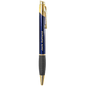 Blue Ballpoint Pen with Gripper & Gold Trim