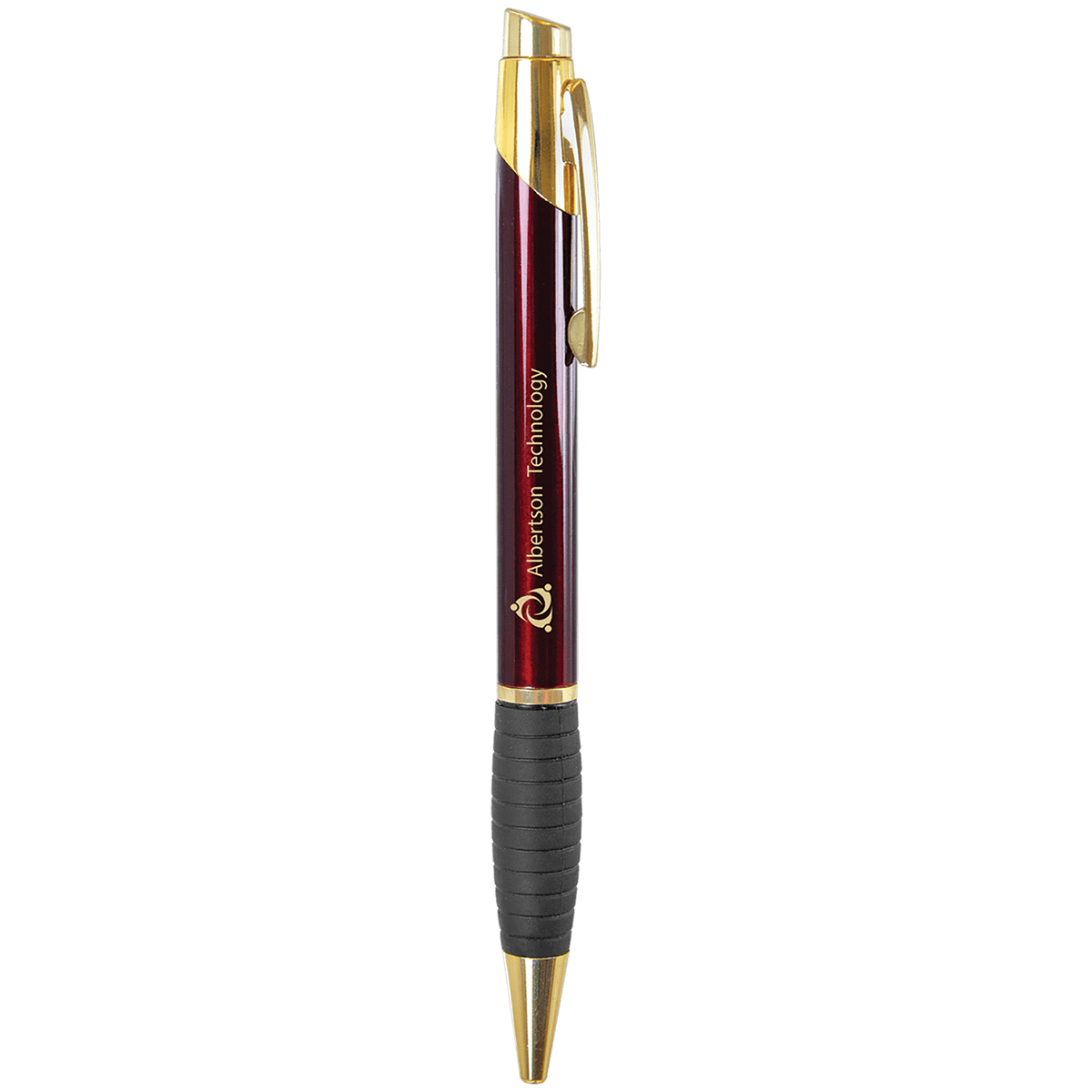 Burgandy Ballpoint Pen with Gripper & Gold Trim