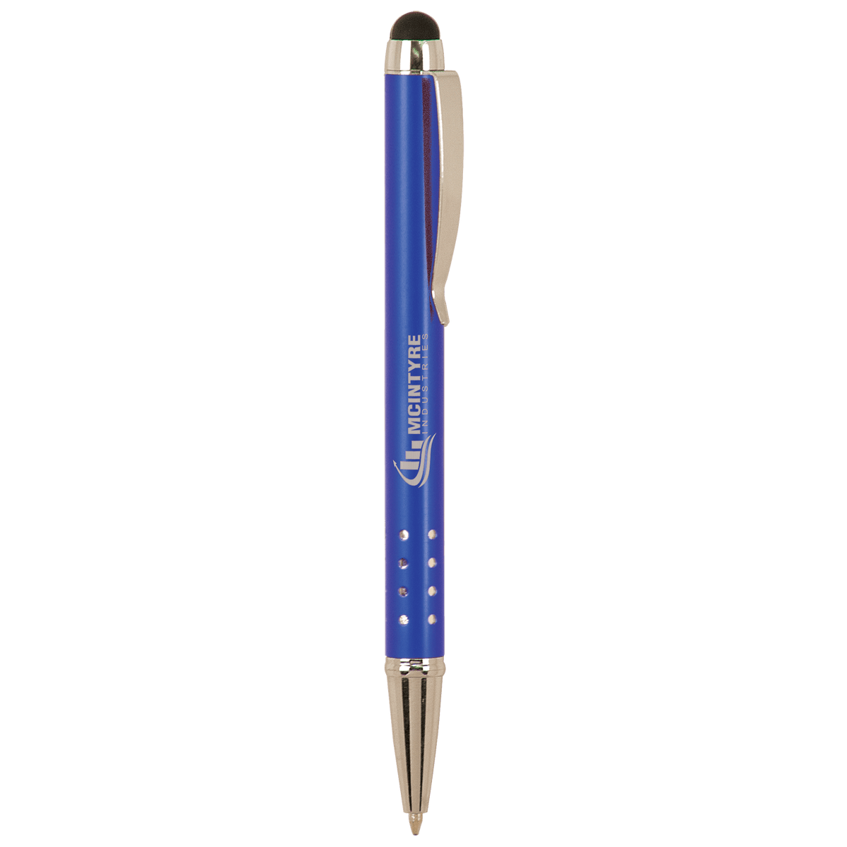 Gloss Blue Ballpoint Pen with Stylus & Silver Trim