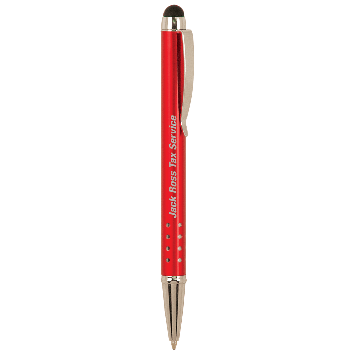 Gloss Red Ballpoint Pen with Stylus & Silver Trim