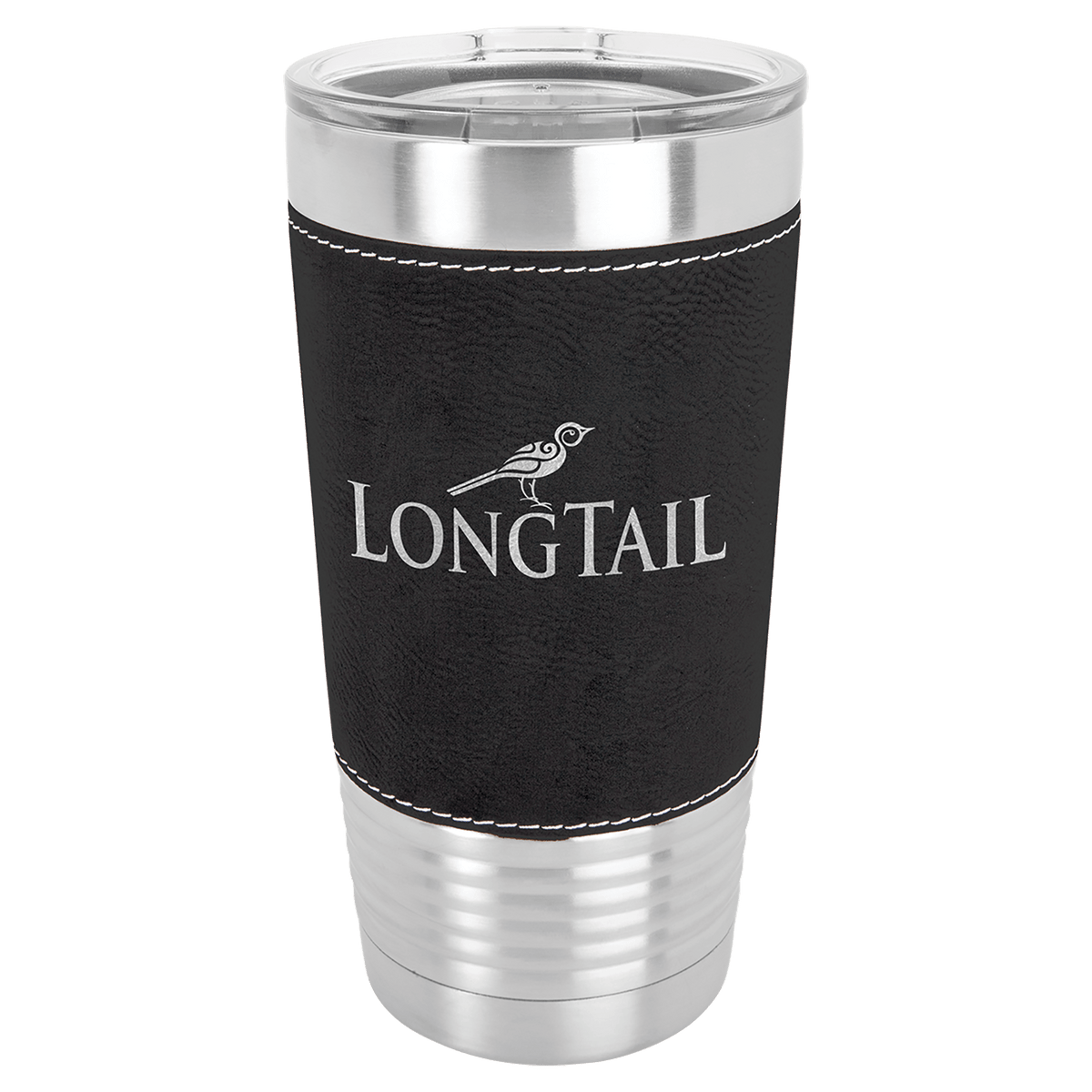 Black/Silver 20 oz. Polar Camel Leatherette Grip Tumbler