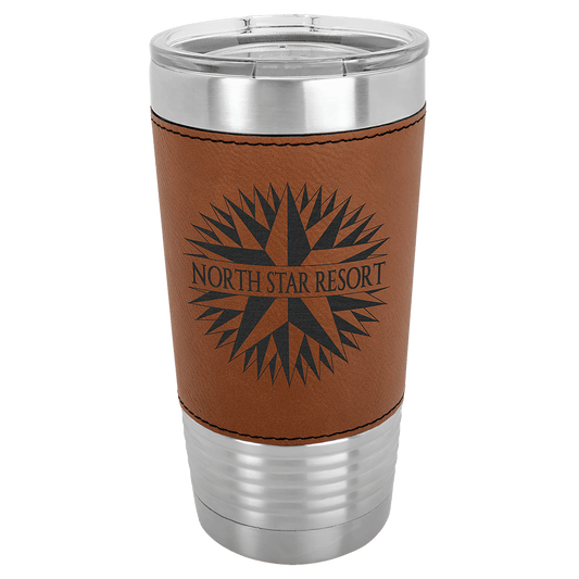 dawhide Leatherette Wrapped 20 oz. Polar Camel with Clear Lid