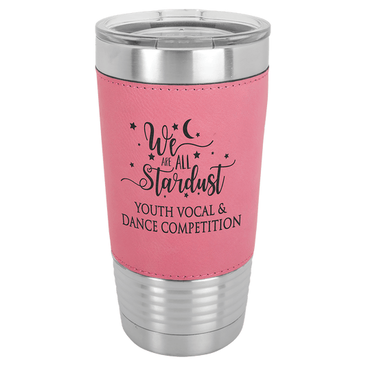 Pink Leatherette Wrapped 20 oz. Polar Camel with Clear Lid