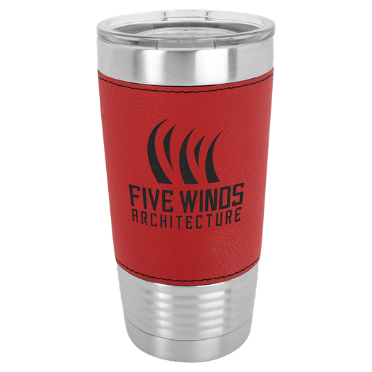 Red Laserable Leatherette 20 oz. Polar Camel Tumbler with Clear Lid