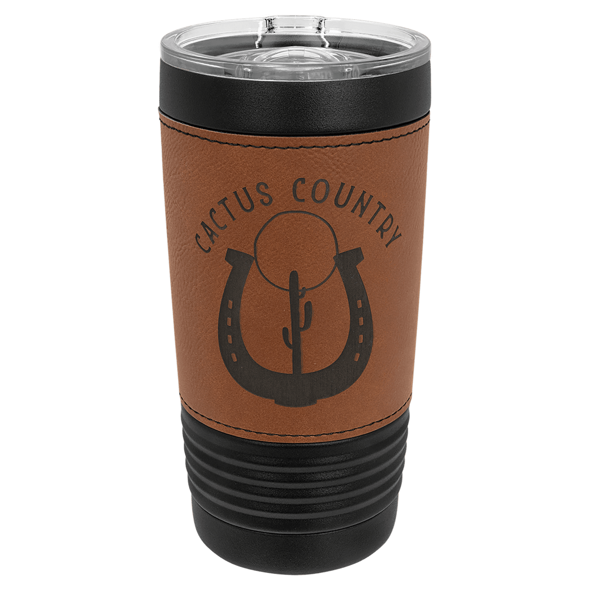 Black with Rawhide Leatherette Wrapped 20 oz. Polar Camel with Slider Lid