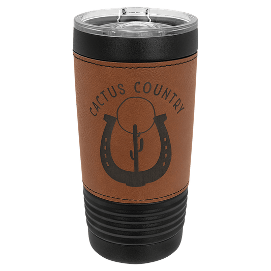 Black with Rawhide Leatherette Wrapped 20 oz. Polar Camel with Slider Lid