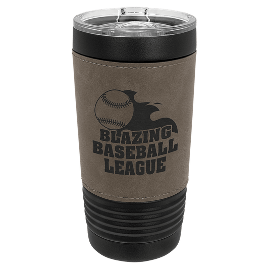 Black with Gray Leatherette Wrapped 20 oz. Polar Camel with Slider Lid