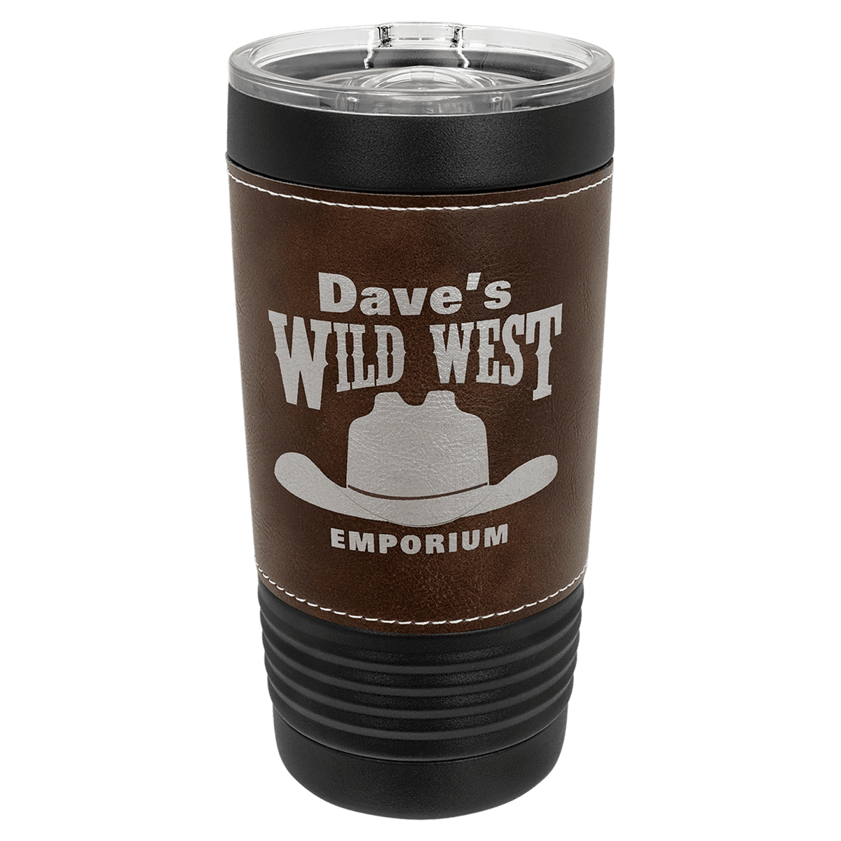 Black with Rustic Leatherette Wrapped 20 oz. Polar Camel with Slider Lid