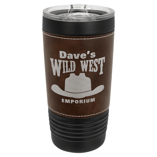 Black with Rustic Leatherette Wrapped 20 oz. Polar Camel with Slider Lid
