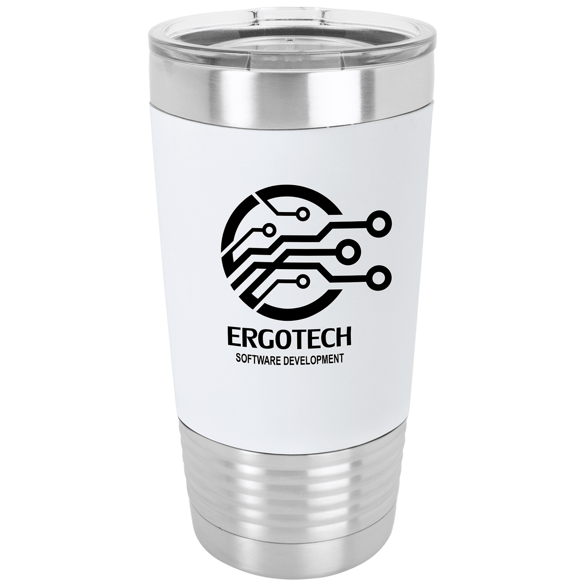 White/Black 20 oz. Polar Camel Tumbler with Laserable Silicone Grip