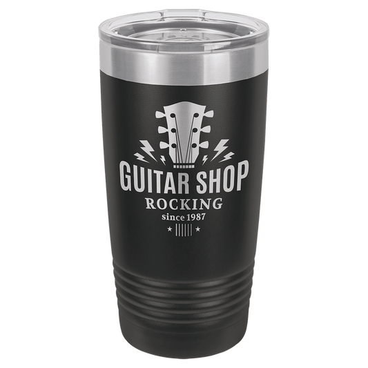 Black/Silver Ring 20 oz. Polar Camel Ringneck Tumbler with Clear Lid