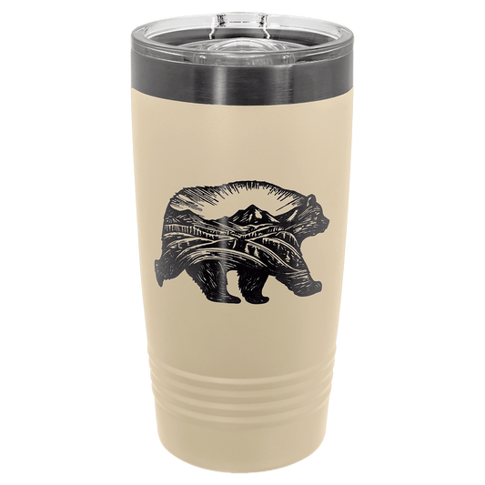 Polar Camel 20 oz. Warm Sand/Ghost Black ION-Plated Tumbler with Slider Lid