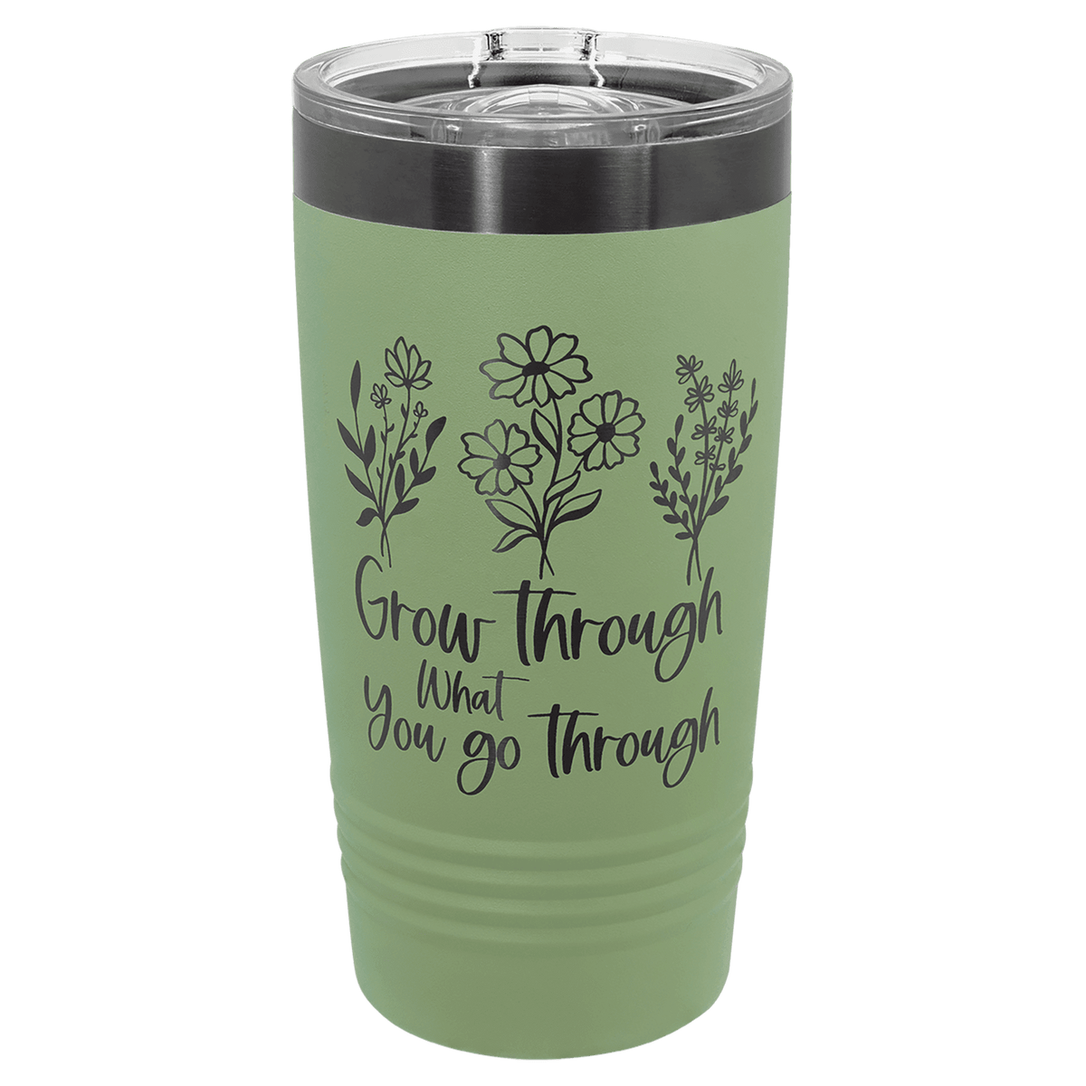 Polar Camel 20 oz. Summer Sage/Ghost Black ION-Plated Tumbler with Slider Lid