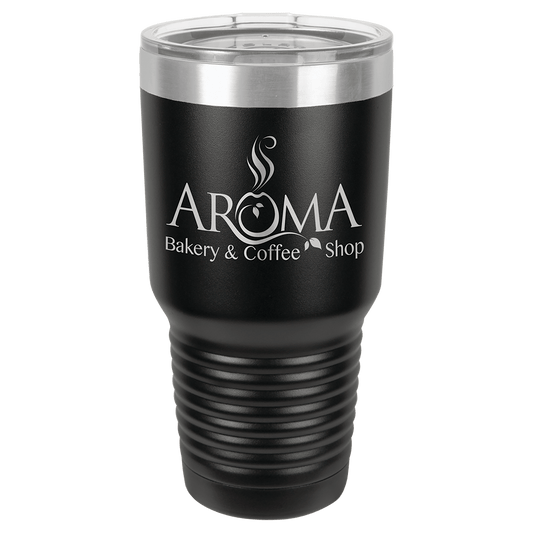 Black/Silver Ring 30 oz. Polar Camel Ringneck Tumbler with Clear Lid