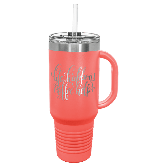 Coral Polar Camel 40 oz. Travel Mug with Straw and Snap Lid