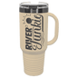 Polar Camel 40 oz. Warm Sand/Ghost Black ION-Plated Travel Mug with Straw