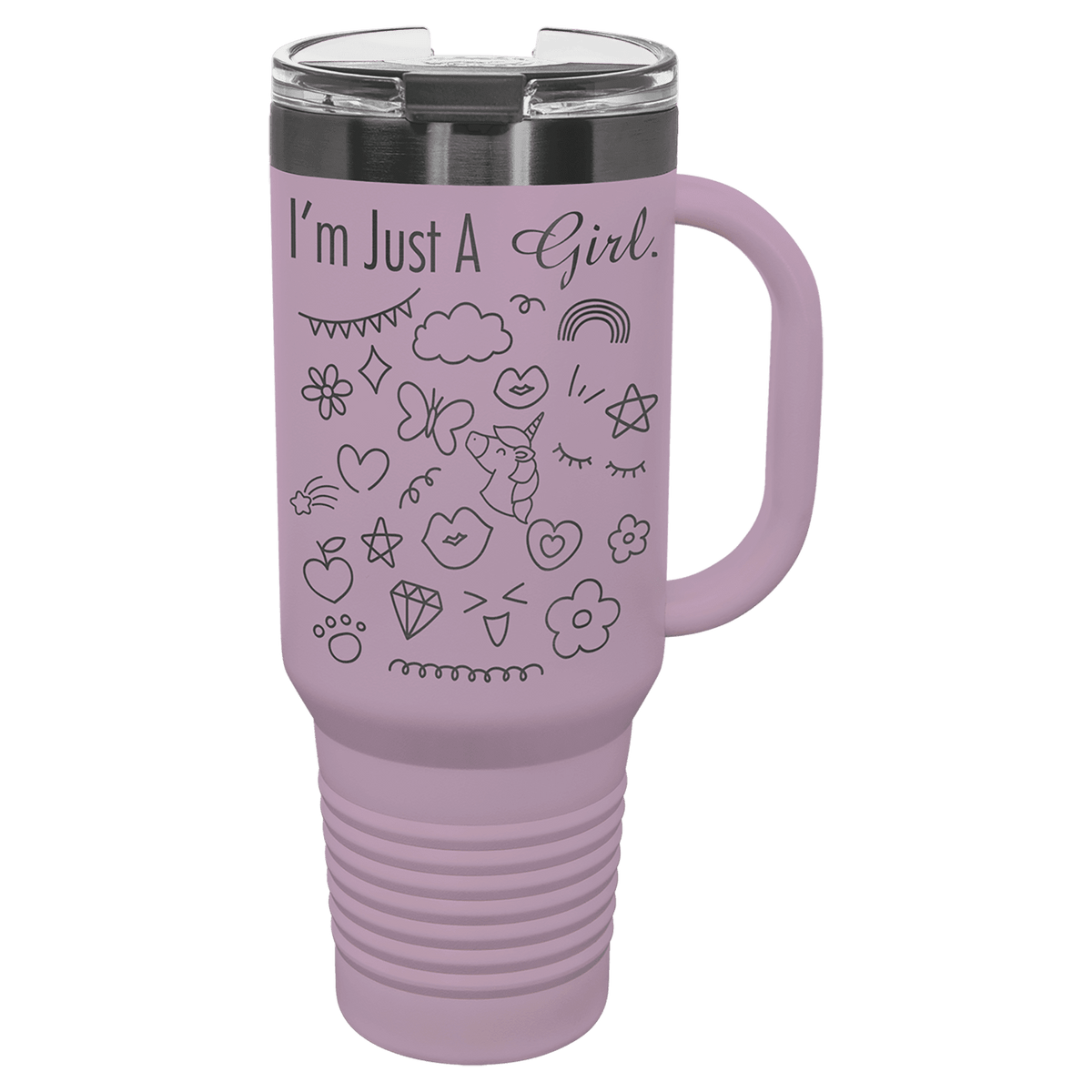 Polar Camel 40 oz. Moody Lilac/Ghost Black ION-Plated Travel Mug with Straw