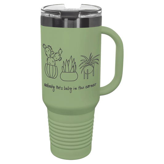Polar Camel 40 oz. Summer Sage/Ghost Black ION-Plated Travel Mug with Straw