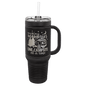 Polar Camel Black with Black/Silver Leatherette 40 oz. Travel Mug with Straw