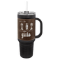 Polar Camel Black with Rustic/Silver Leatherette 40 oz. Travel Mug with Straw